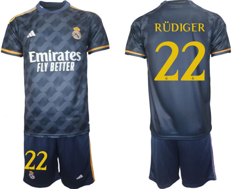 Men 2023-2024 Club Real Madrid away blue #22 Soccer Jersey->real madrid jersey->Soccer Club Jersey